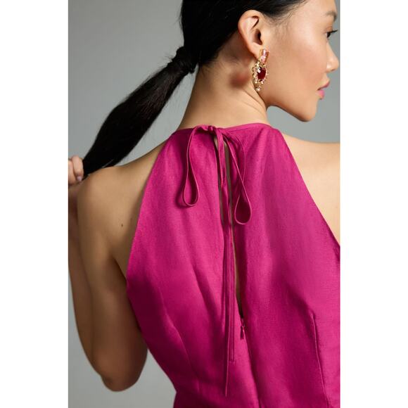 NWT Anthropologie Pink Linen Jumpsuit - Size 16 - Picture 2 of 6